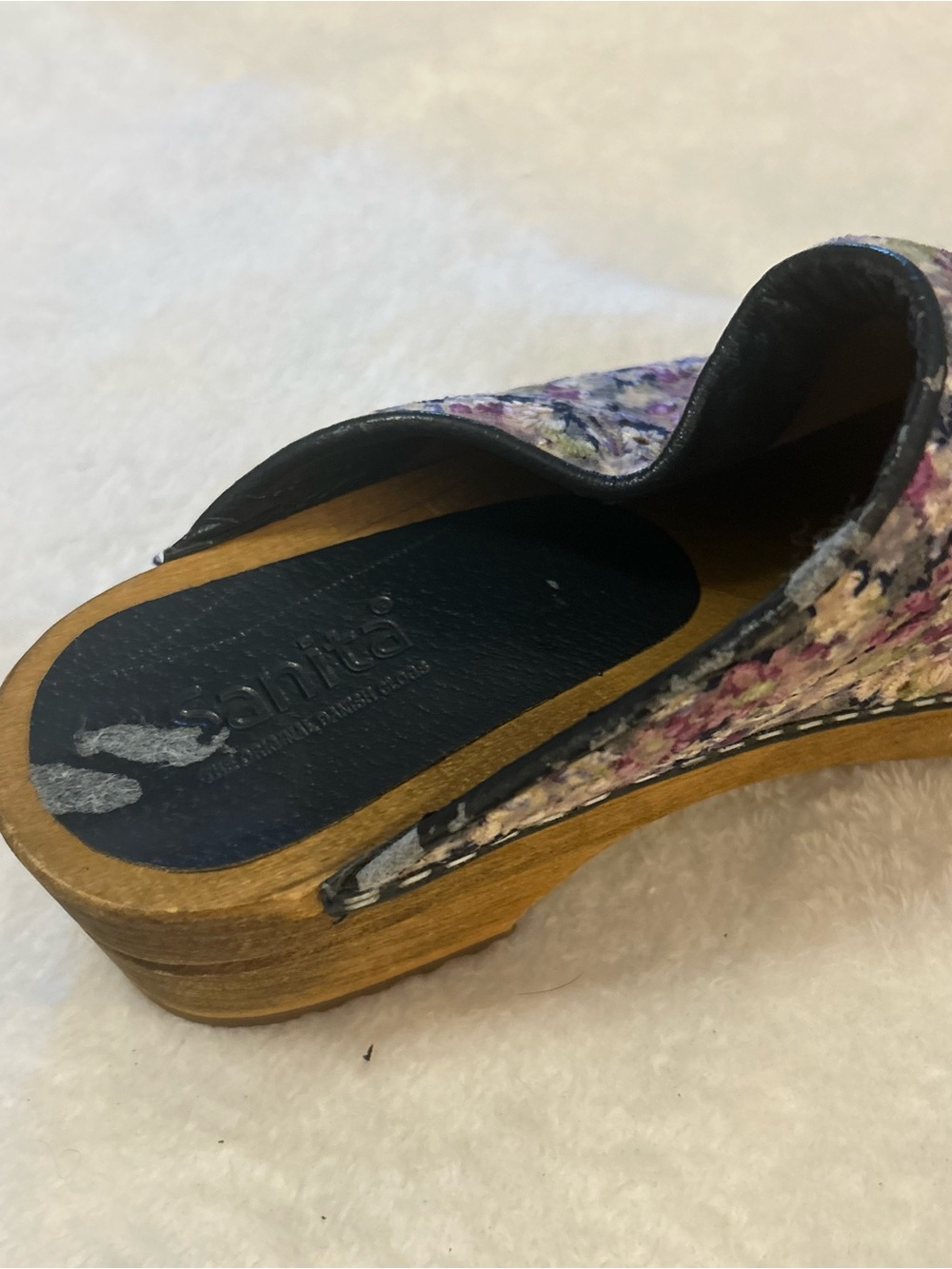 Sanita Floral Leather Professional Clogs Wood Sole Slip On Comfort EU 42 - Picture 11 of 15